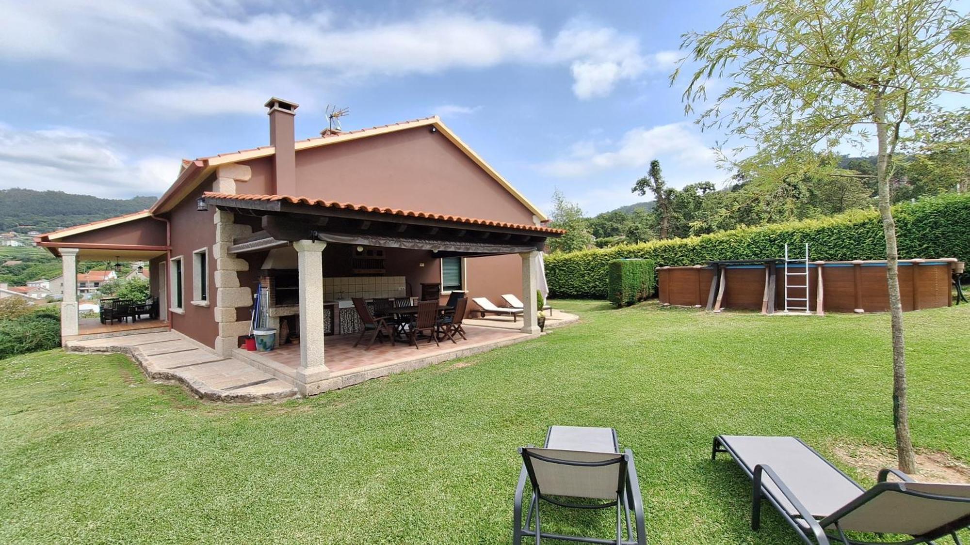 Chalet Rural 400 M Playa Piscina Barbacoa Chimenea Bueu Buitenkant foto