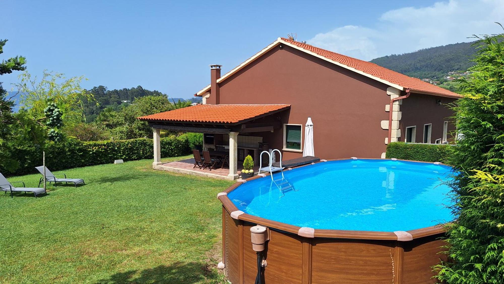 Chalet Rural 400 M Playa Piscina Barbacoa Chimenea Bueu Buitenkant foto